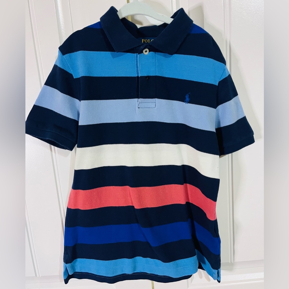POLO RALPH LAUREN boys short sleeve stripe shirt Size 7 in good condition